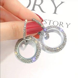 Silver Diamond Fantasy Hoop Earrings